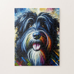 Puzzle Collie barbu   Noir   Impression acrylique de chie
