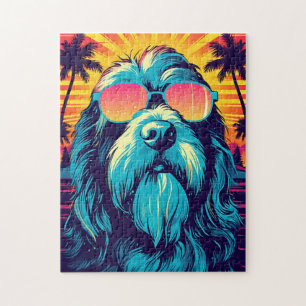 Puzzle Collie barrée avec lunettes de soleil à la plage