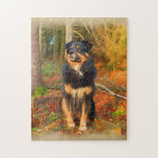 Puzzle Collie Chien dans la forêt d'automne Pastel croqui