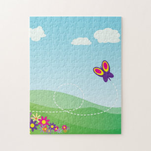 PUZZLE COLLINE AVEC BOUTEILLE ET FLEURS