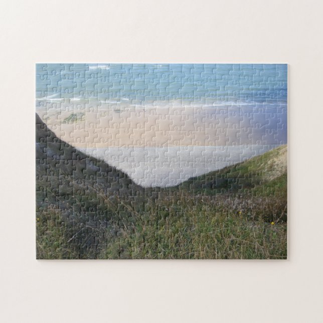 Puzzle Collines herbeuses de paysage marin avec la photo (Horizontal)