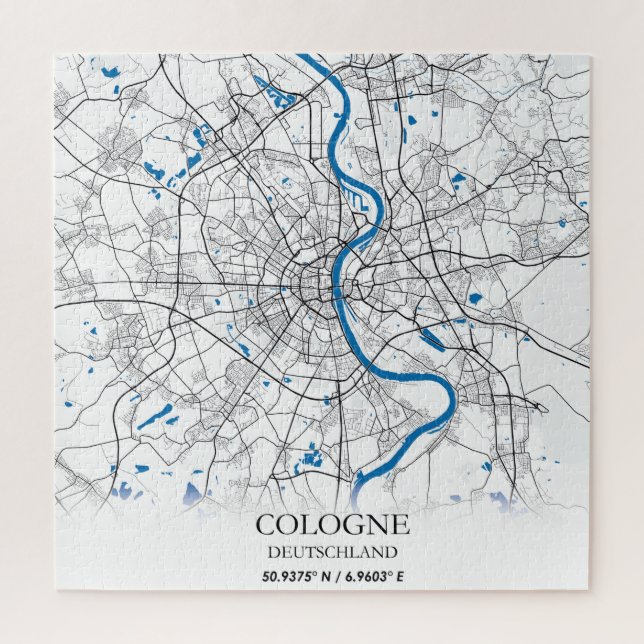 Puzzle Cologne Deuschland City Map Voyage Simple Minimal (Vertical)