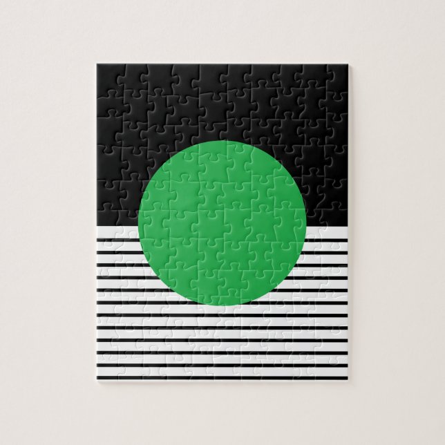 Puzzle Colorblock blanc noir et cercle vert (Vertical)
