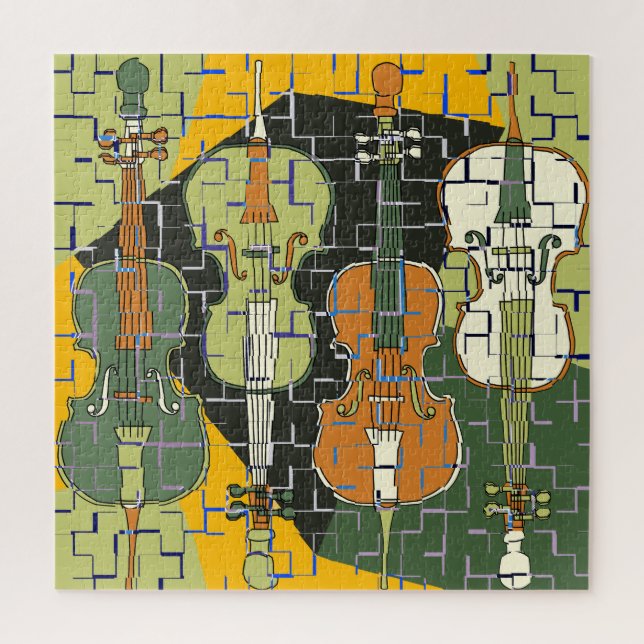Puzzle Coloré Cellos Motif Blues (Vertical)