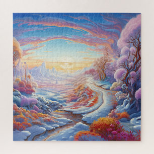 Puzzle Coloré Joli Neige Arbres d'hiver Nature View