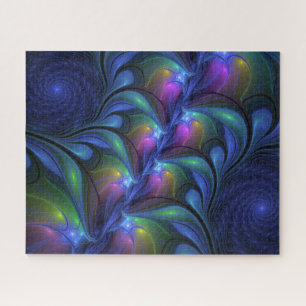 Puzzle Coloré Lumineux Abstrait Bleu rose Vert Fractal