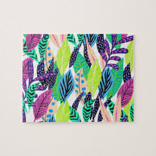 Puzzle Coloré Moderne Forêt Tropicale Feuille Motif