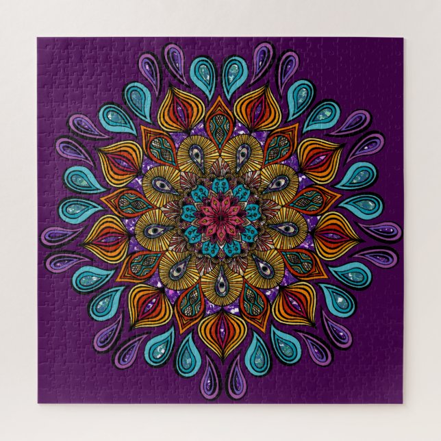 Puzzle Coloré Moderne Mandala Trippy Psychedelic Hippie (Vertical)