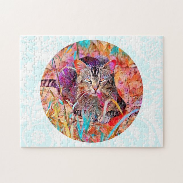 Puzzle coloré Tabby Cat Art (Horizontal)