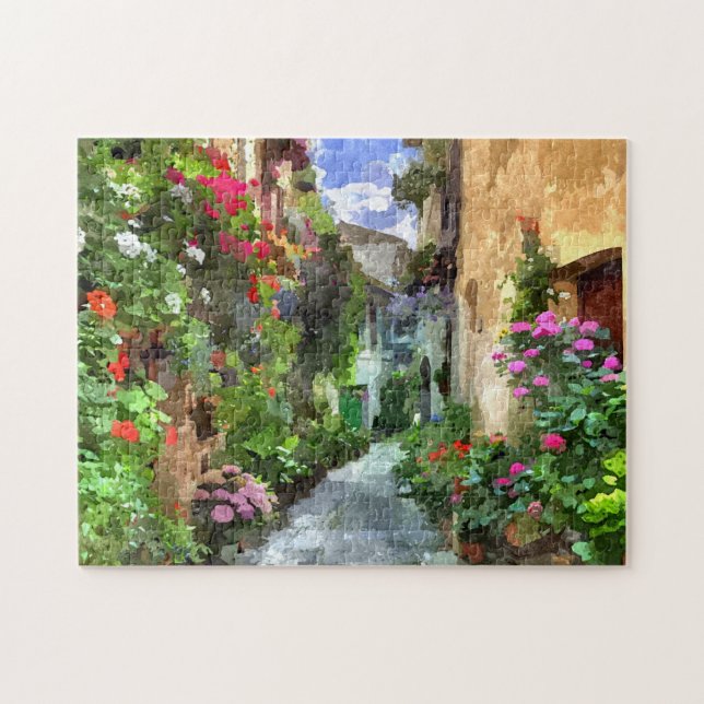 Puzzle Coloré Vérone Village Aquarelle Art Peinture (Horizontal)