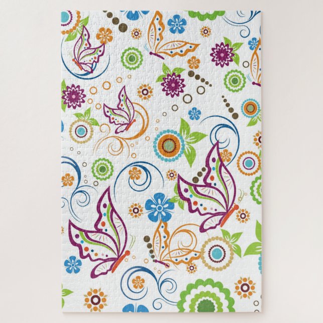 Puzzle Colorful Butterflies and Flowers (Vertical)