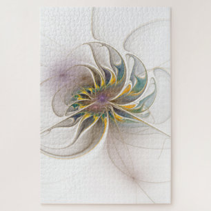 Puzzle Colorful fractal ornament. Flower art