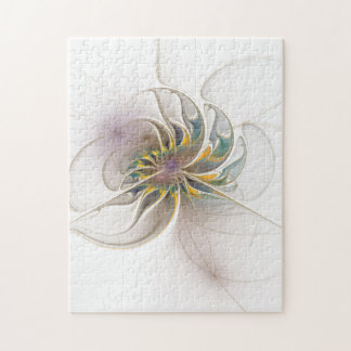 Puzzle Colorful fractal ornament. Flower art