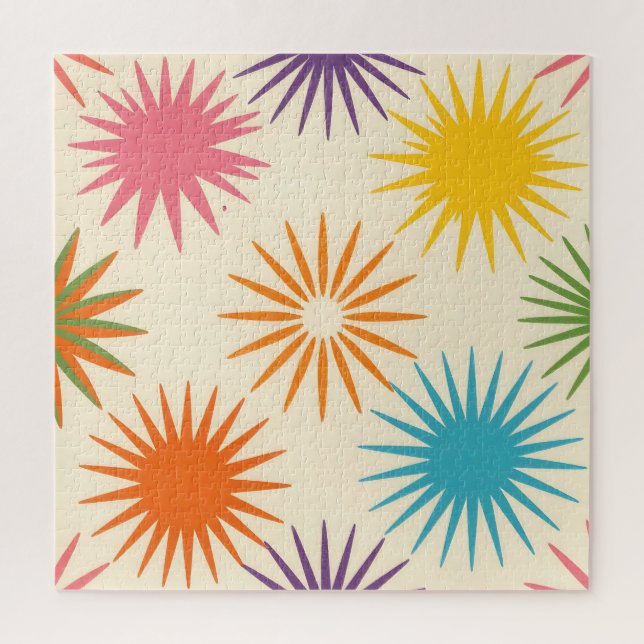 Puzzle Colorful Mid Century Starburst Pattern (Vertical)