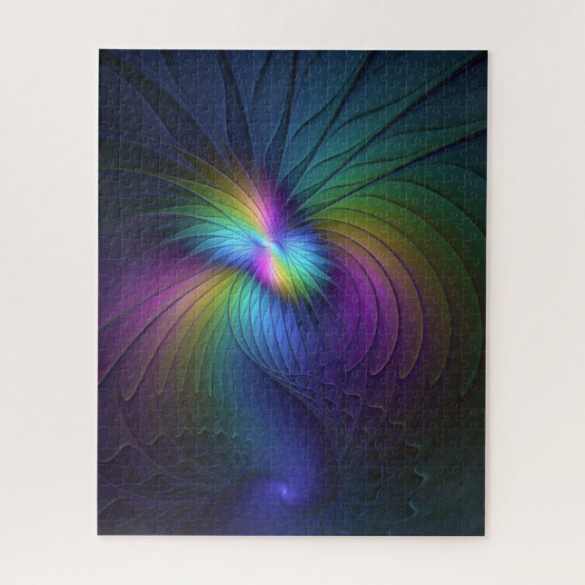 Puzzle Colorful With Blue Modern Abstract Fractal Art (Vertical)
