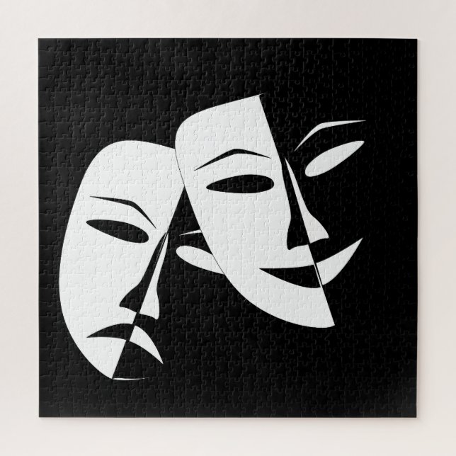 Puzzle Comédie/Tragédie Masque de théâtre noir et blanc (Vertical)