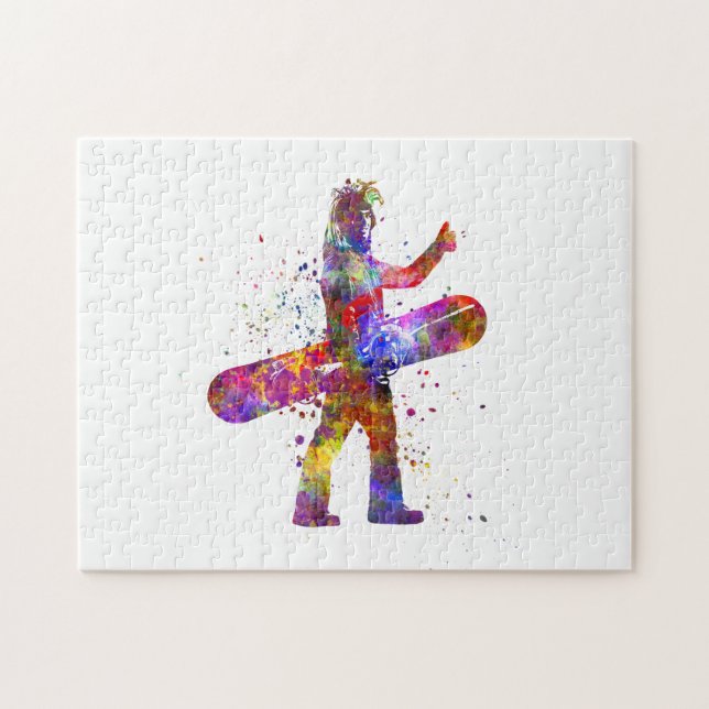 Puzzle Compétition de snowboard à l'aquarelle (Horizontal)