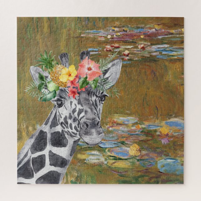 Puzzle Compilation Monet Lily Pond et Giraffe (Vertical)