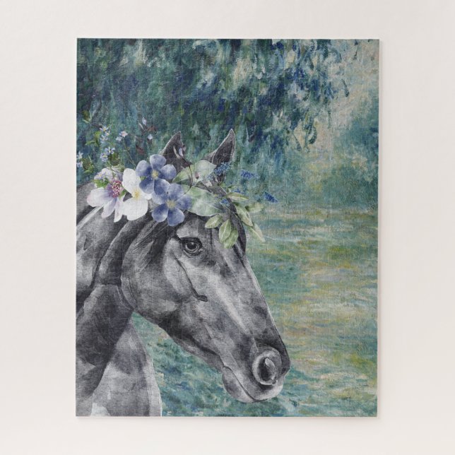 Puzzle Compilation Monet Morning Seine et Black Horse (Vertical)