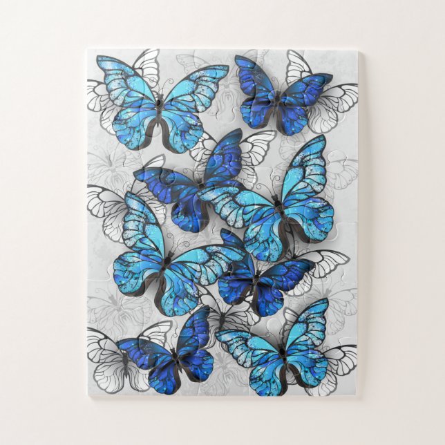 Puzzle Composition des papillons blancs et bleus (Vertical)