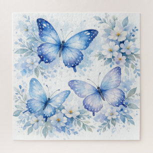 Puzzle Composition florale Papillon Bleu