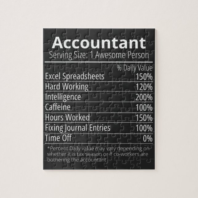 Puzzle Comptable Nutrition Fact, Nutrition Fact (Vertical)