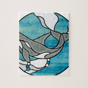 Puzzle Conception d'art en verre souillé de baleine