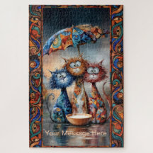 conception de chat drôle boho sous parapluie