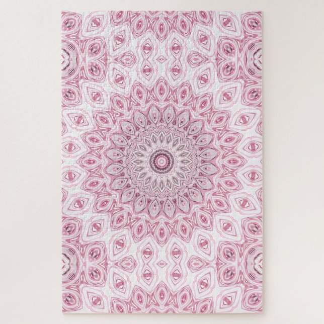 Puzzle Conception de motif mandala rose et blanc (Vertical)