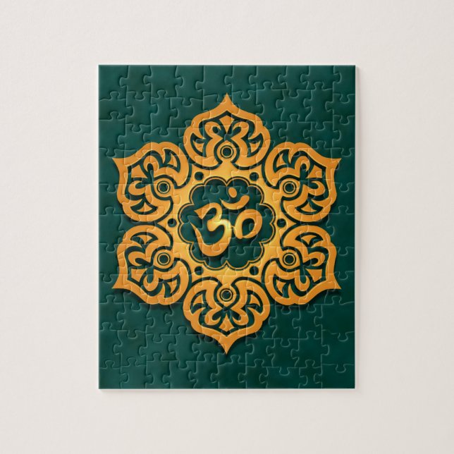 Puzzle Conception florale d'Aum, sarcelle d'hiver d'or (Vertical)
