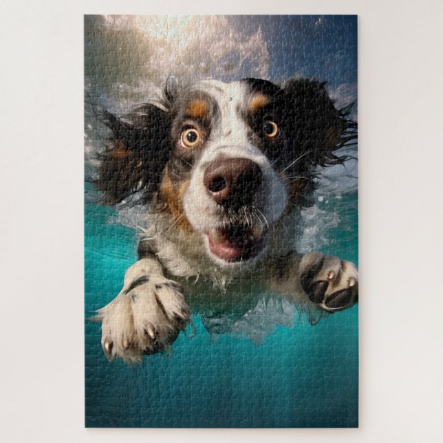 Puzzle Conception sous-marine de la nage de chien excitée (Vertical)