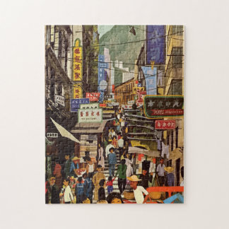 Puzzle Conception vintage du marché de rue de Hong Kong