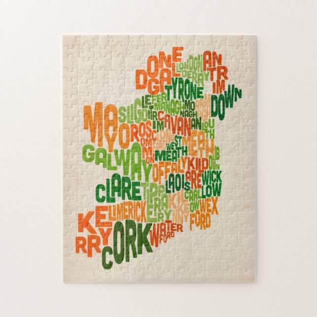 Puzzle Configuration de texte du comté de l'Irlande Eire (Vertical)