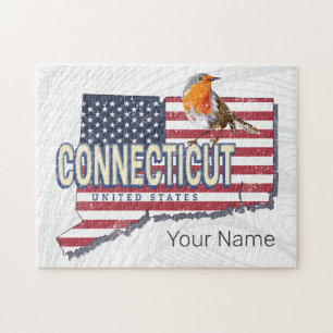 Puzzle Connecticut États-Unis rétro carte d'état vintage