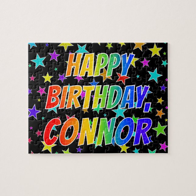 Puzzle "CONNOR" Prénom, Amusant "HEUREUX ANNIVERSAIRE" (Horizontal)