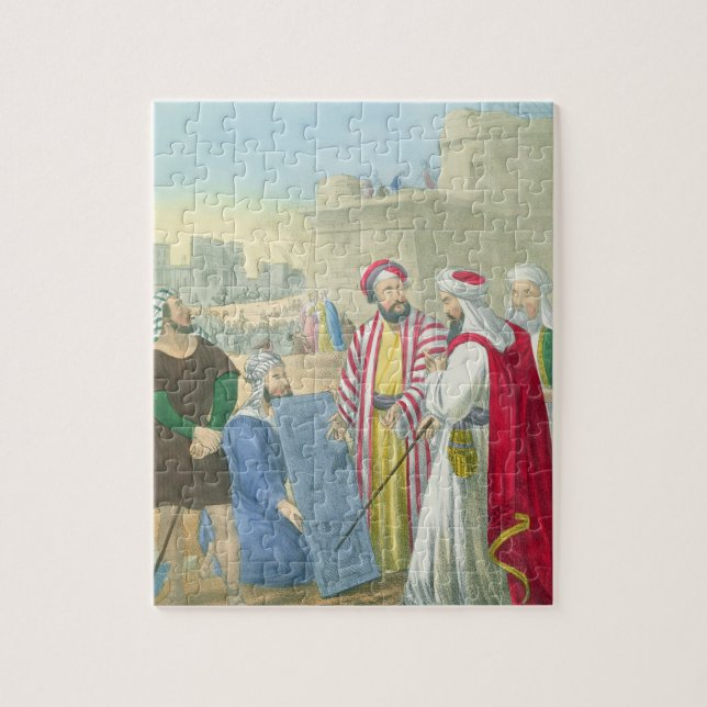 Puzzle Construisant la ville et la tour de Babel, d'un b (Vertical)