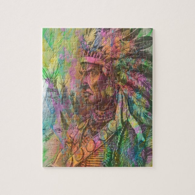 Puzzle Cool antique native amérindienne couleur clipart (Vertical)