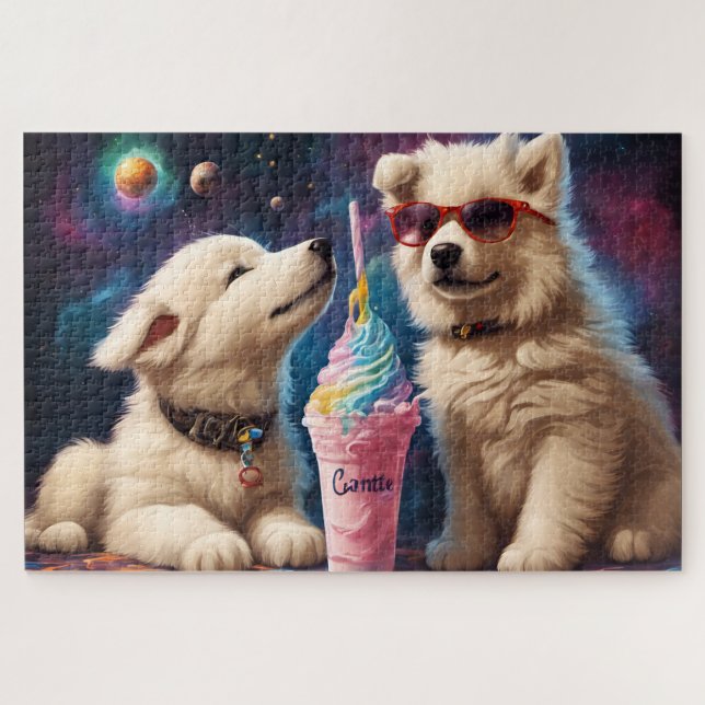 Puzzle Cool Fluffy Puppies planètes milk-shake (Horizontal)