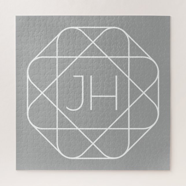 Puzzle Cool monogram, style vibe | Grey & White (Vertical)