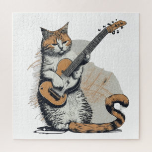 Puzzle Cool Orange Chat Jamming sur la guitare