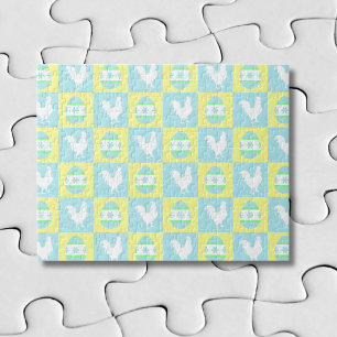 Puzzle Cool Pâques Checkerboard Motifs Coq oeufs