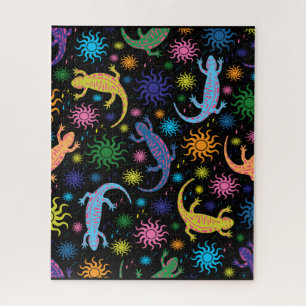 Puzzle Copie multicolore de lézards de Gecko partout