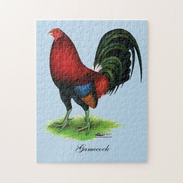 Puzzle Coq de combat :  Rouge foncé (Vertical)