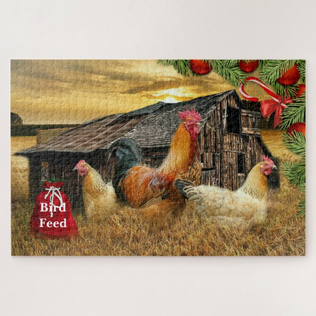 Puzzle Coq de Noël Hen Barn Coop Farm (Horizontal)
