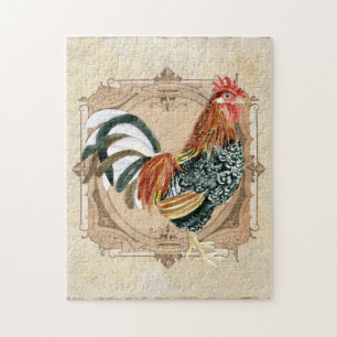 Puzzle Coq rustique de grange de pays français vintage de