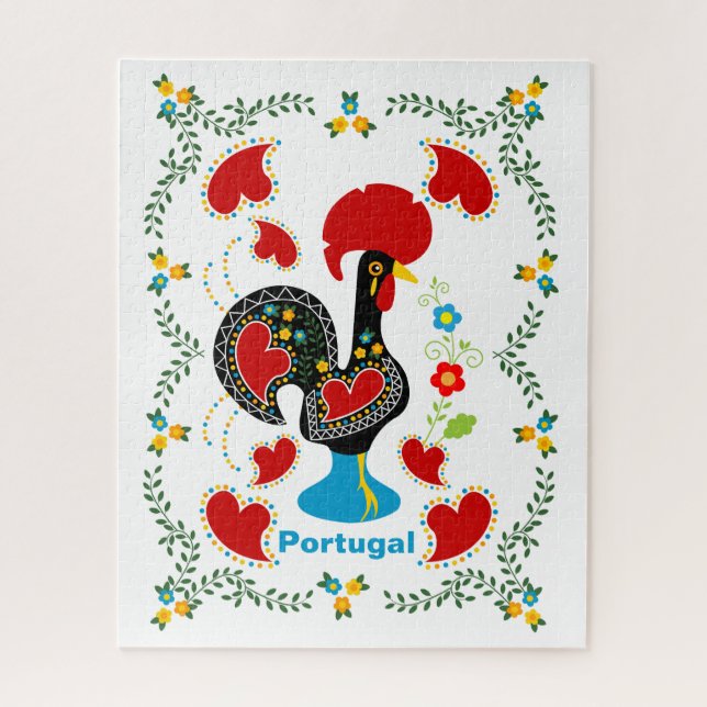 Puzzle Coq traditionnel du Portugal en noir (Vertical)