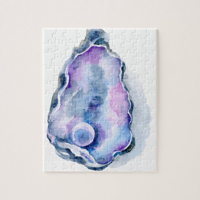 Puzzle Coquille d'huître d'aquarelle avec la perle (Vertical)