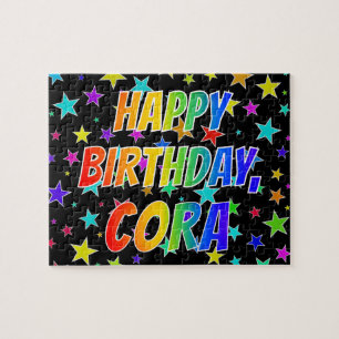 Puzzle "CORA" Prénom, amusant "HEUREUX ANNIVERSAIRE"
