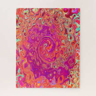 Puzzle Corail Abstrait rétro et spirale de marbre pourpre