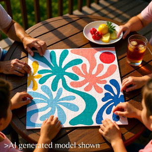Puzzle Corail sarcelle coloré Abstrait Palmiers tropicaux